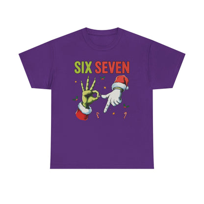 Funny "Six Seven" Christmas Shirt  Grinch Hand & Santa Hand Graphic Tee | Holiday Humor T-Shirt | Unisex Christmas Gift for Men Women