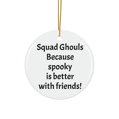 Personalized Squad Ghouls Halloween Ornaments, Double Sided Ceramic Ornament, Fall Decor, Halloween Gifts, Party Favors