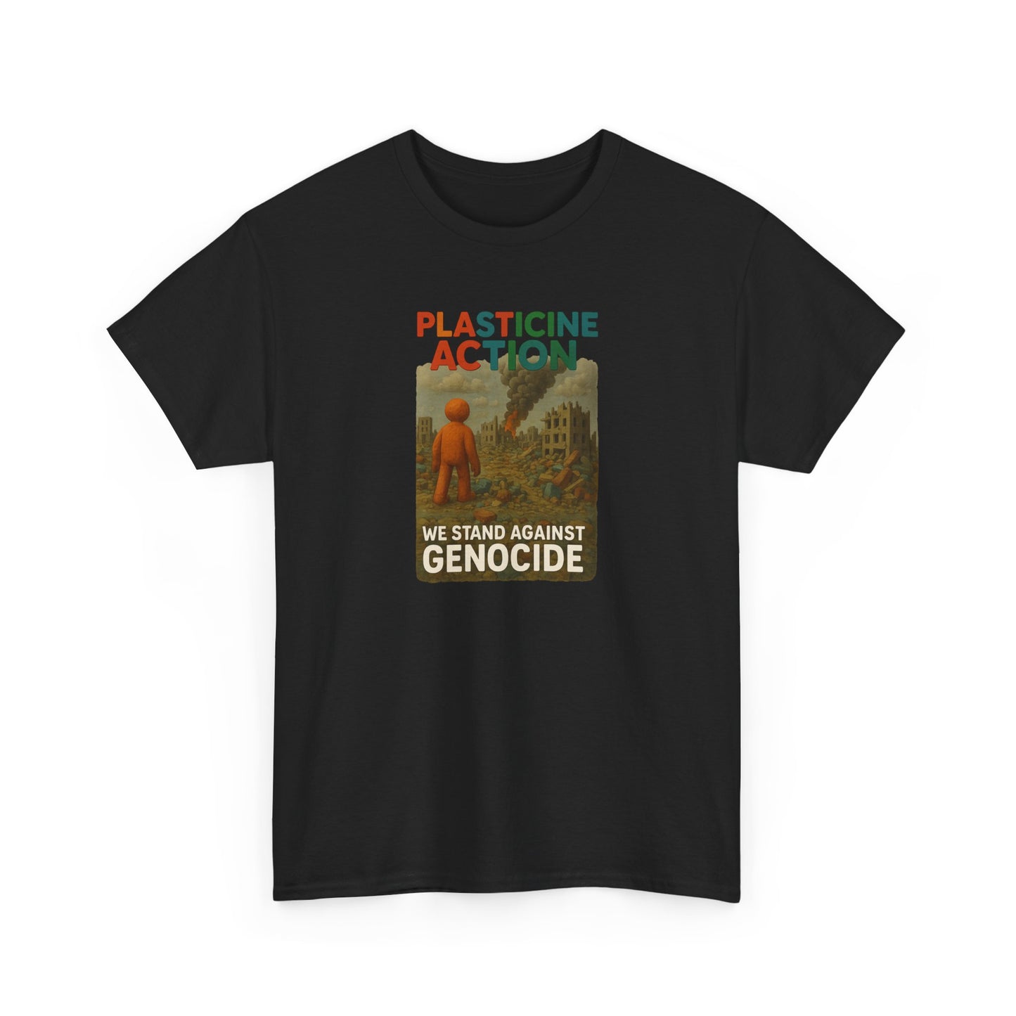 Plasticine Action Heavy Cotton Tee, Stand Against Genocide, Activist Wear, Social Justice Shirt, Awareness Tee, Thought Provoking Apparel