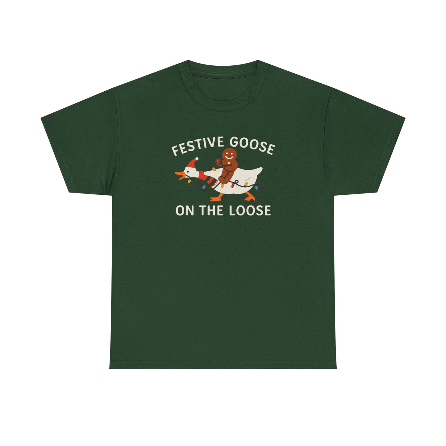 Festive Goose on the Loose Shirt, Funny Christmas Gingerbread Tee,  Holiday Comfort Colors T-Shirt, Cute Xmas Gift for Her and Him