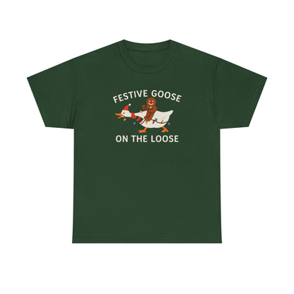 Festive Goose on the Loose Shirt, Funny Christmas Gingerbread Tee,  Holiday Comfort Colors T-Shirt, Cute Xmas Gift for Her and Him