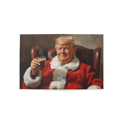 Santa Portrait Holding Drink Greeting Card, Funny Vintage Christmas Card, Retro Holiday Card, Santa Toast Card, Festive Gift Note