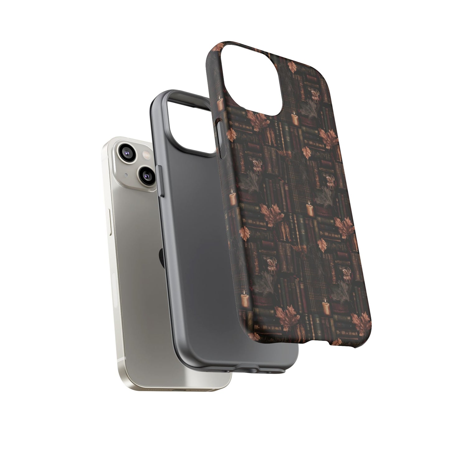 Gothic Phone Case Dark Academia Literary iPhone Samsung Cover with Books & Flowers, Phone case