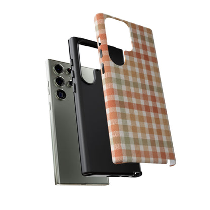 Boho Checkered Phone Case | Neutral Aesthetic Plaid Case | Retro Minimalist Check Design | iPhone Cover | Samsung Cover