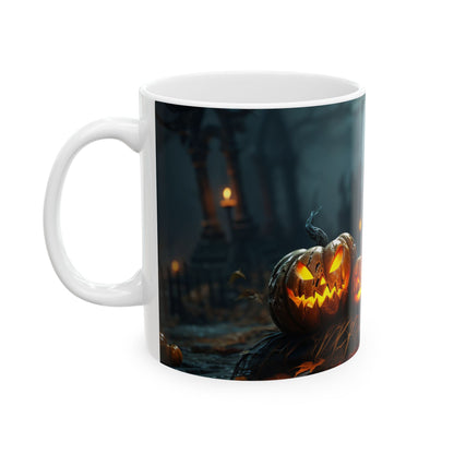Halloween Pumpkin Ceramic Mug, Spooky Coffee Cup, Fall Decor, Gift for Halloween Lovers, Jack-O'-Lantern Mug, Seasonal Drinkware