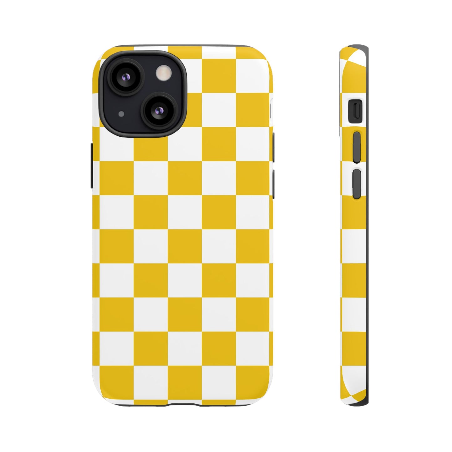 Yellow Checkered Phone Case - iPhone 17 Pro, 17, 16, 15, 14, 13, 12, 11, X, XR, XS MAX, Gift for Friends