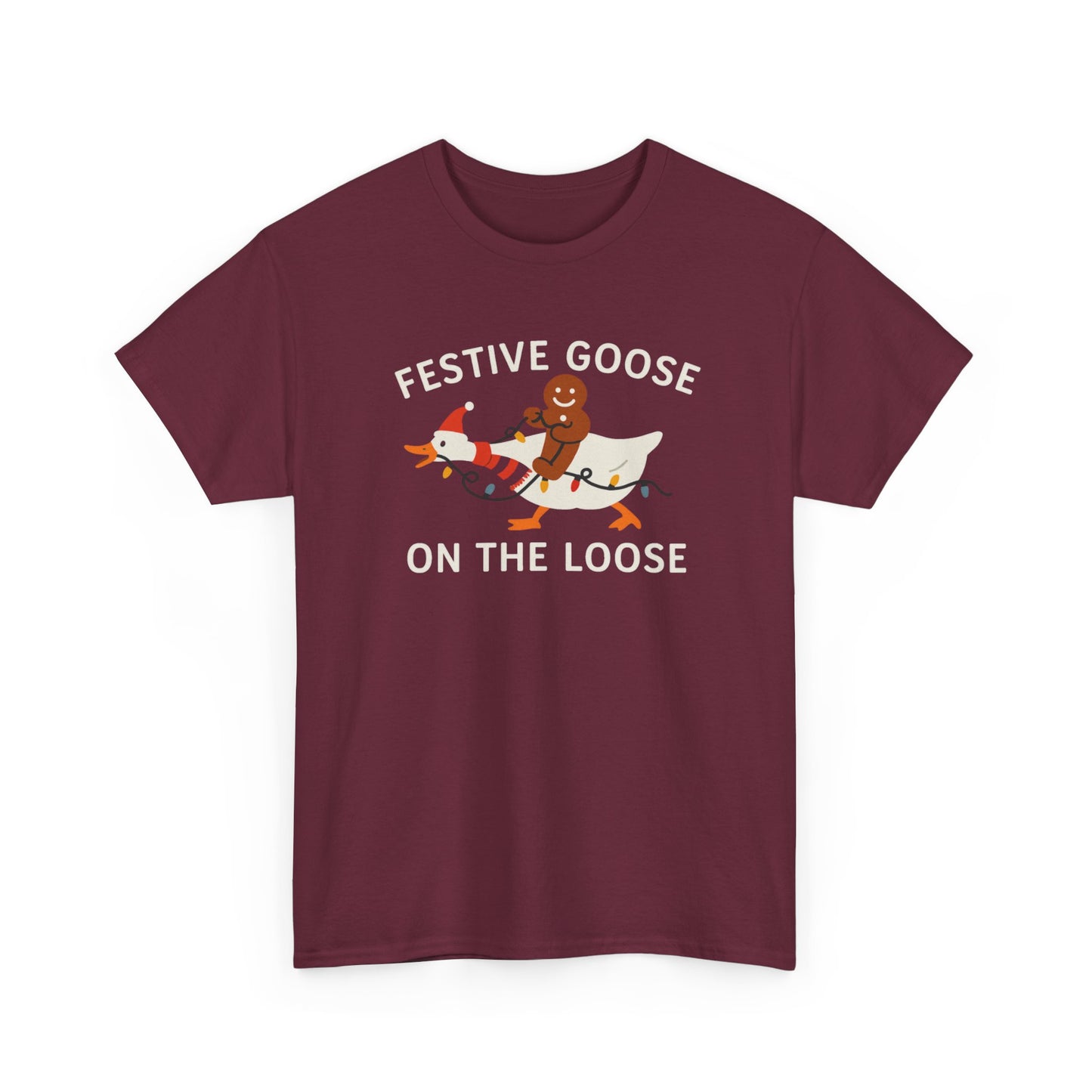 Festive Goose on the Loose Shirt, Funny Christmas Gingerbread Tee,  Holiday Comfort Colors T-Shirt, Cute Xmas Gift for Her and Him