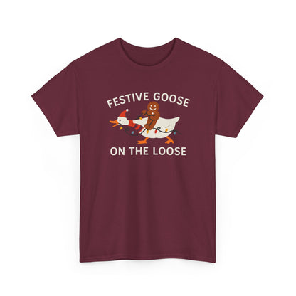 Festive Goose on the Loose Shirt, Funny Christmas Gingerbread Tee,  Holiday Comfort Colors T-Shirt, Cute Xmas Gift for Her and Him