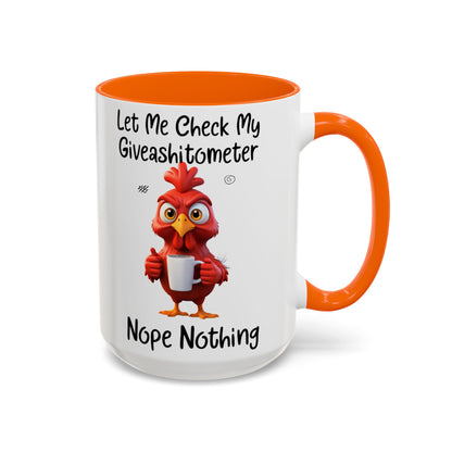 Funny Giveashitometer Mug | Sarcastic Coffee Mug with Rooster | Sassy Office Mug | Gift for Coworkers Friends