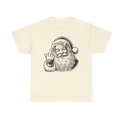 Funny Santa Heavy Cotton Tee, Christmas T-Shirt, Holiday Humor Top, Grumpy Santa Gift, Unisex Graphic Tee - Festive Santa Shirt, Christmas
