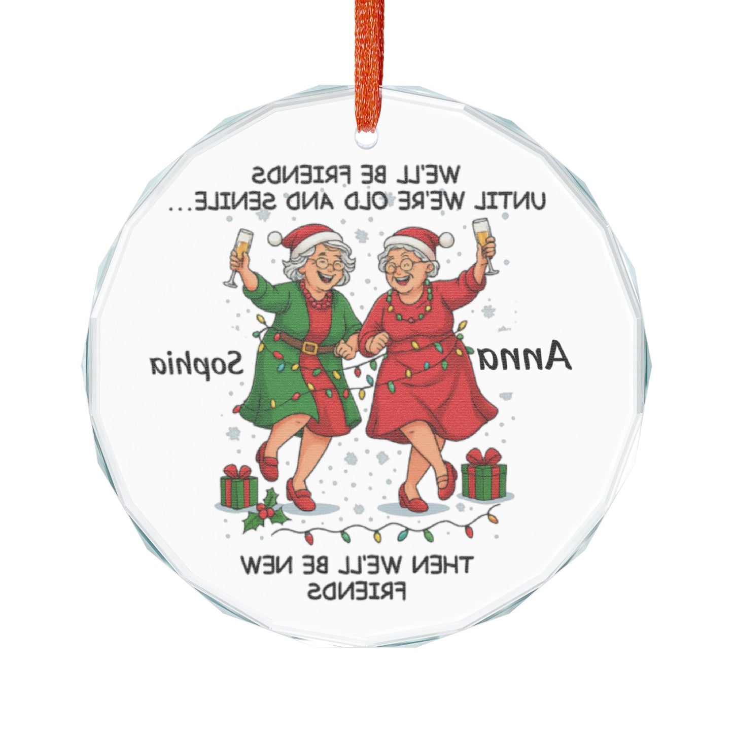 Personalized Best Friends Christmas Ornament Old  Senile Ornament Funny Bestie Gift for Women Best Friend Keepsake 2025 BFF Holiday Decor