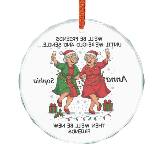 Personalized Best Friends Christmas Ornament Old  Senile Ornament Funny Bestie Gift for Women Best Friend Keepsake 2025 BFF Holiday Decor