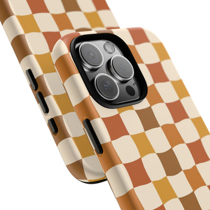 Boho Checked Phone Case, Checkerboard Design, Durable Protection, Phone Cover, Phone case For iPhone and Samsung, Trendy Phone Cover