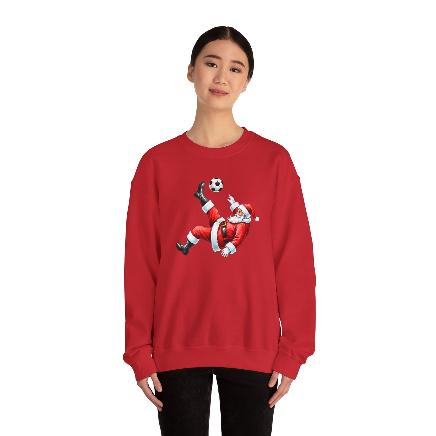 Festive Santa Soccer Crewneck Sweatshirt, Christmas Apparel, Winter Fashion, Holiday Gifts, Sports Lover, Cute Santa Design