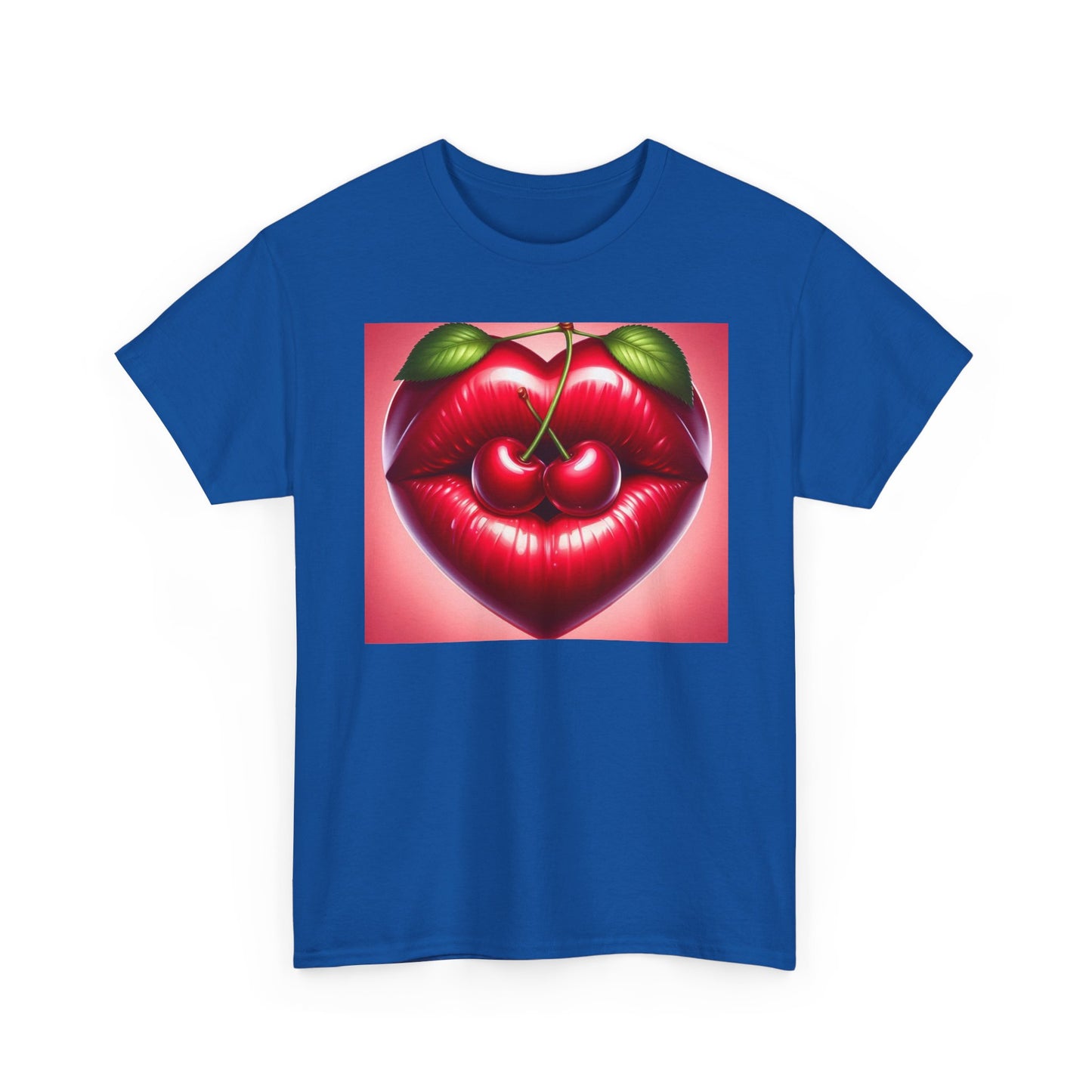 Cherry Lips Heart Graphic Tee, Retro Pop Art T-Shirt, Cute Aesthetic Cotton Shirt, Vintage Style Unisex Tee, Fun Statement Top