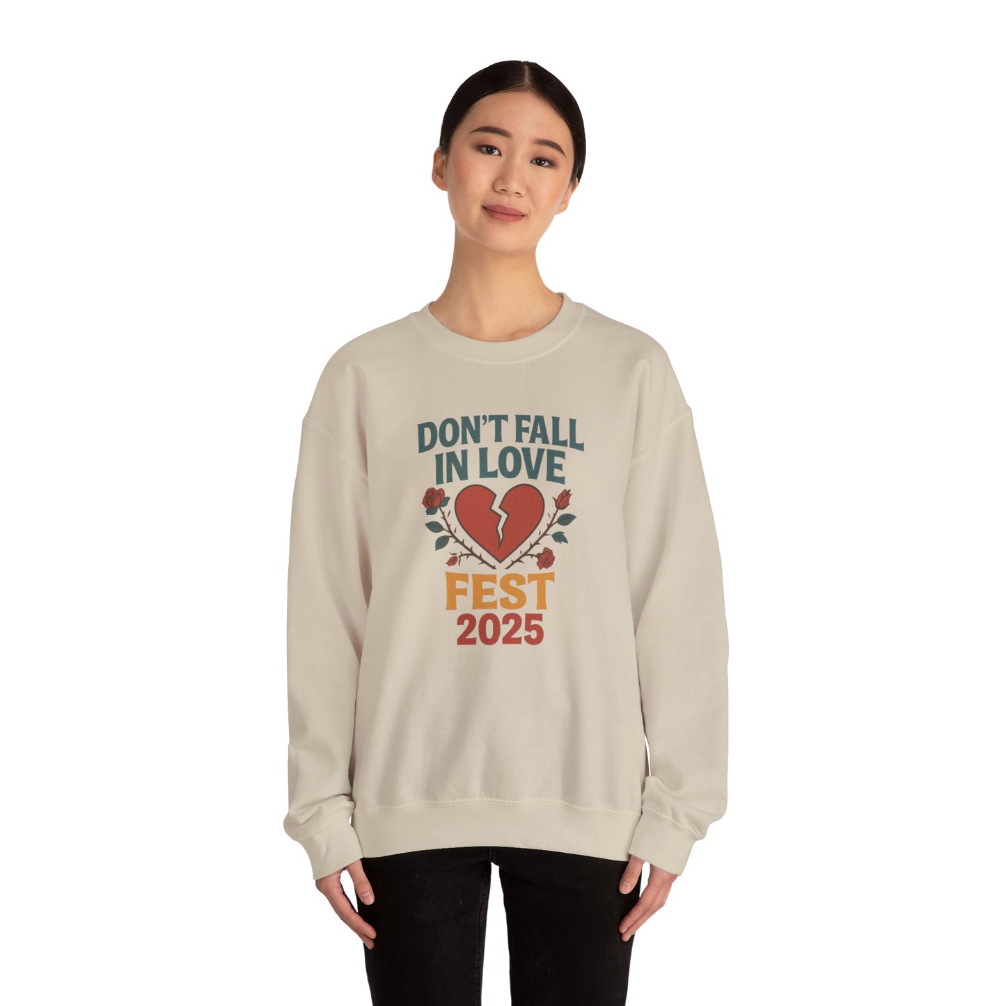 Don't Fall in Love Fest 2025 Sweatshirt, Broken Heart Floral Crewneck, Anti Love Sweater, Festival Aesthetic Pullover, Valentines Gift