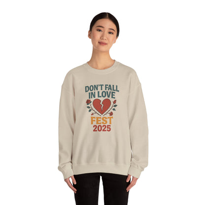 Don't Fall in Love Fest 2025 Sweatshirt, Broken Heart Floral Crewneck, Anti Love Sweater, Festival Aesthetic Pullover, Valentines Gift