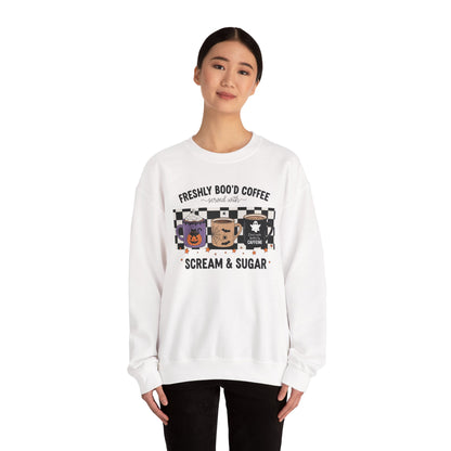 Halloween Coffee Sweatshirt, Cozy Crewneck, Fall Apparel, Scream & Sugar Tee, Gift for Coffee Lovers, Halloween Apparel