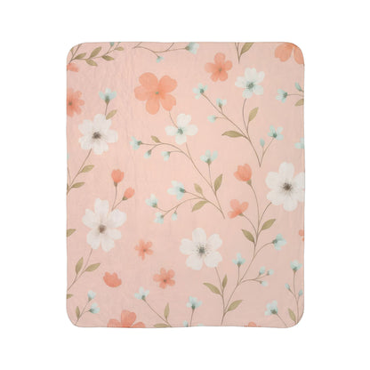 Cozy Floral Blanket, Soft Throw for Home, Gift for Her, Couch Decor, Nursery Blanket, Wedding Gift, Fleece Sherpa Blanket, Warm Winter