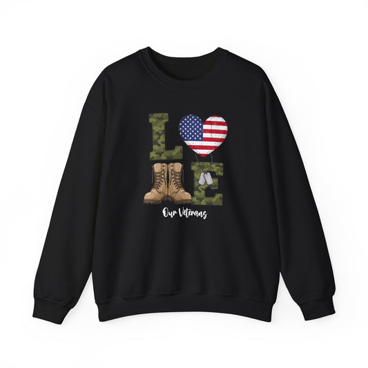 Love Our Veterans sweatshirt | Gift For Veteran | Veteran Sweatshirt | Gift For Dad | military boots American flag camouflage