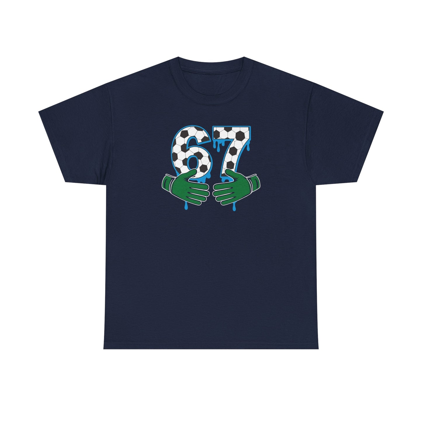 Dripping 97 Number Graphic Tee, Streetwear Checkerboard T-Shirt with Green Hands, Artsy Unisex Cotton Shirt