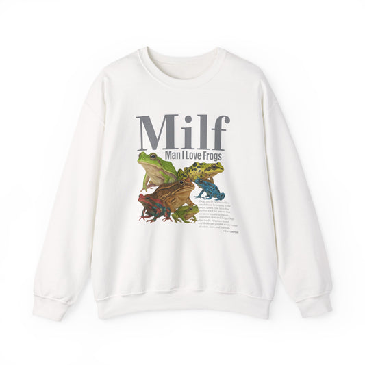Man I Love Frogs Sweatshirt, Vintage Style Meme Frog Sweater, Funny Gen Z ''MILF'' Frog Crewneck, Inappropriate Gag Gift, Cozy Pullover