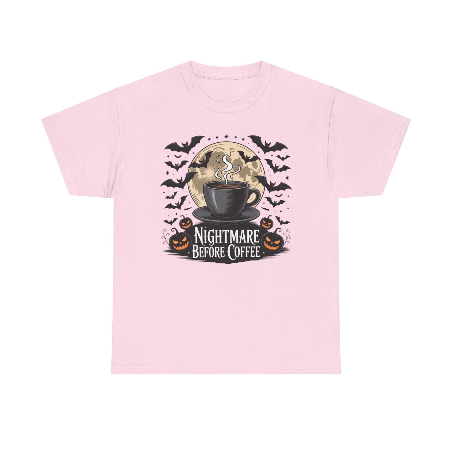 Halloween Coffee Tee, Unisex Heavy Cotton T-Shirt, Nightmare Before Coffee Shirt, Spooky Graphic Tee, Fall Seasonal Apparel