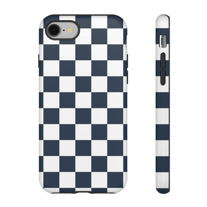 Navy Checkerboard Phone Case, iPhone 17 Pro, 17, 16, 15, 14, 13, 12, 11, X, XR, XS MAX, Tough Case for iPhone
