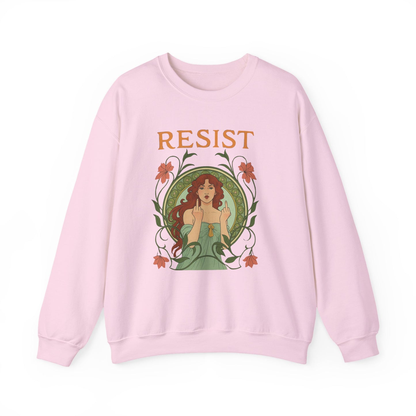 Resist Art Nouveau Woman Sweatshirt, Feminist Vintage Crewneck, Floral Botanical Activist Pullover, Empowerment Gift, Cozy Fall Layer