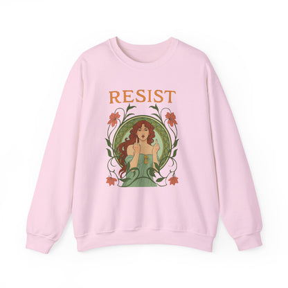 Resist Art Nouveau Woman Sweatshirt, Feminist Vintage Crewneck, Floral Botanical Activist Pullover, Empowerment Gift, Cozy Fall Layer