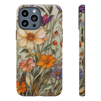 Phone case For iPhone & Samsung, Wildflower Mosaic MagSafe iPhone Case: Botanical Floral Design iPhone