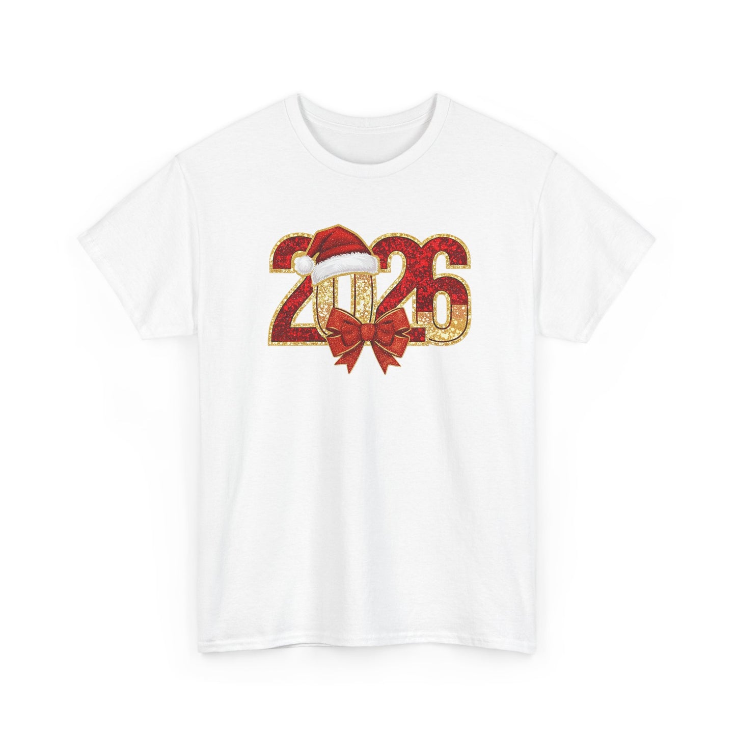 2026 New Year Shirt | Festive Christmas Tee with Santa Hat & Bow | Happy New Year T-Shirt | Holiday Party Outfit Gift