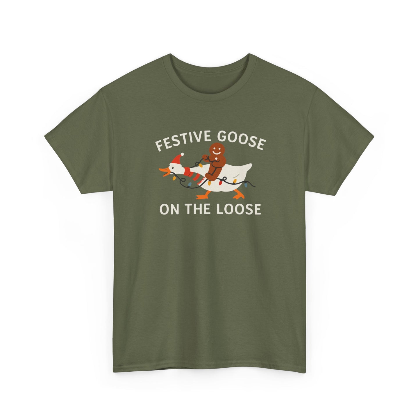 Festive Goose on the Loose Shirt, Funny Christmas Gingerbread Tee,  Holiday Comfort Colors T-Shirt, Cute Xmas Gift for Her and Him