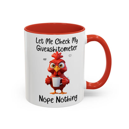 Funny Giveashitometer Mug | Sarcastic Coffee Mug with Rooster | Sassy Office Mug | Gift for Coworkers Friends
