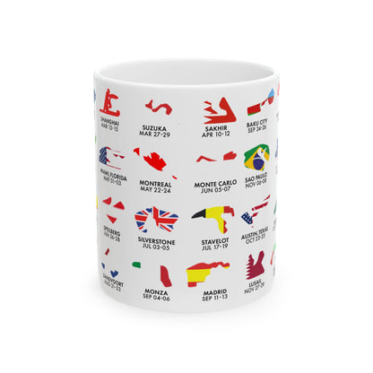 2026 Grand Prix Track Map Mug, Formula 1 Race Circuit Icons Mug, F1 Calendar Coffee Cup, Motorsport Fan Gift, Ceramic Mug