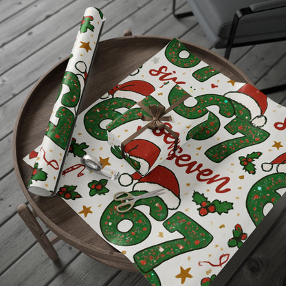 Six Seven Christmas Wrapping Paper, 67 Meme Christmas Gift Wrap, Kids Funny Wrapping Paper, Unique Gift Wrap, Holiday Gift, Gift for Kids