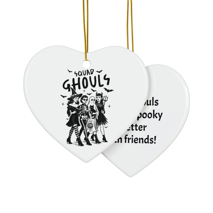 Personalized Squad Ghouls Halloween Ornaments, Double Sided Ceramic Ornament, Fall Decor, Halloween Gifts, Party Favors
