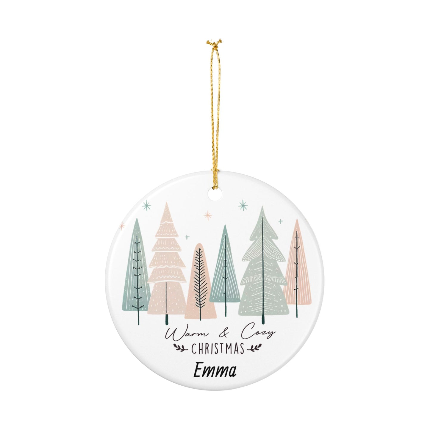 Personalized Name Ornament  Pastel Christmas Trees Holiday Keepsake  Custom Family Name Ornament 2025 Gift for Her