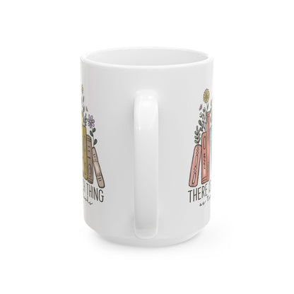 There Is No Such Thing As Too Many Books Mug, Book Lover Gift, Floral Bookstack Coffee Cup, Reading Mug, Cozy Reader Ceramic Mug