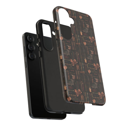 Gothic Phone Case Dark Academia Literary iPhone Samsung Cover with Books & Flowers, Phone case
