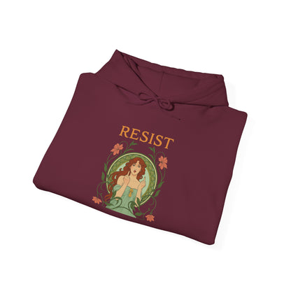 Resist Floral Goddess Hoodie, Feminist Botanical Sweatshirt Hoodie, Empowerment Gift, Vintage Activist Hoodie, Cozy Eco Cotton Pullover