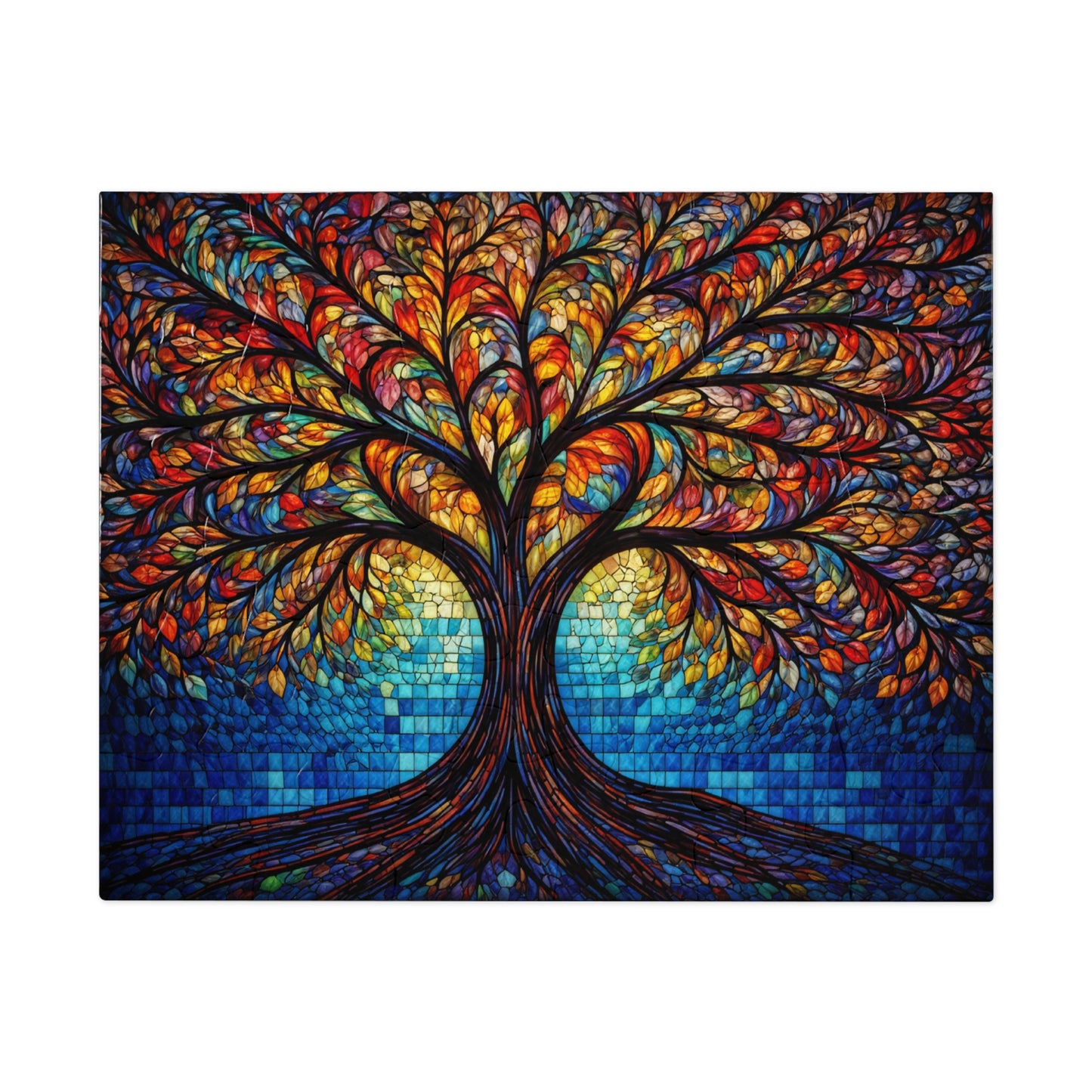 Tree of Life Jigsaw Puzzle, Colorful Stained Glass Mosaic Puzzle with Tin, Adult Puzzle Gift, Art Jigsaw