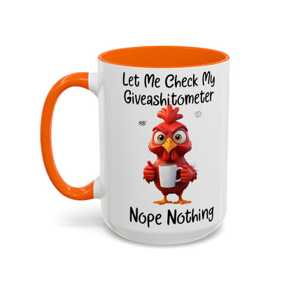 Funny Giveashitometer Mug | Sarcastic Coffee Mug with Rooster | Sassy Office Mug | Gift for Coworkers Friends