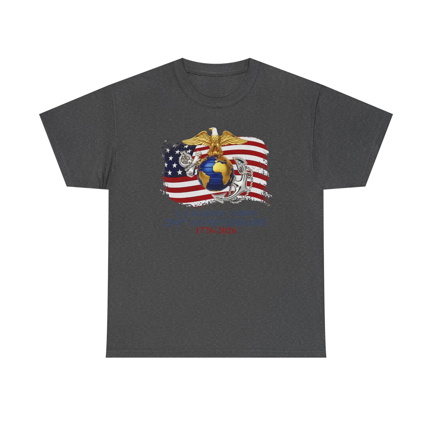 US Marine Corps 250th Anniversary T-Shirt Eagle, Globe Anchor with American Flag (1776-2026)