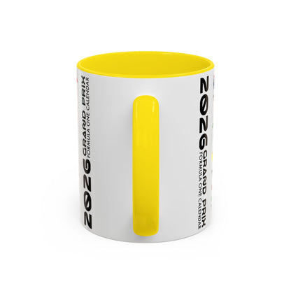 2026 Grand Prix Calendar Mug, Formula 1 Accent Coffee Mug, F1 Circuit Icons Cup, Motorsport Fan Gift, Racing Calendar Ceramic Mug