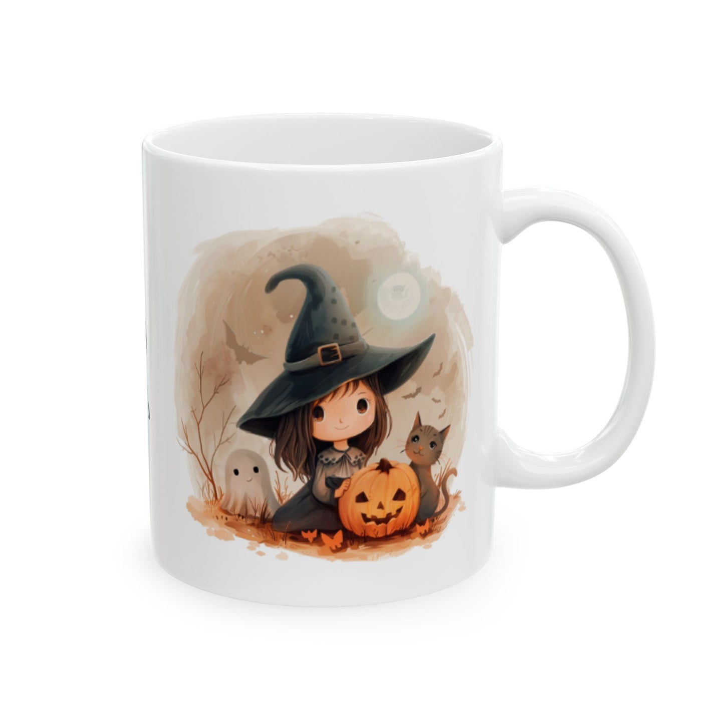 Personalized Halloween-themed Ceramic Mug, Countless Treats and Spooky Charm, Perfect for Fall, Gift for Cat Lovers, Cozy Beverage Holder
