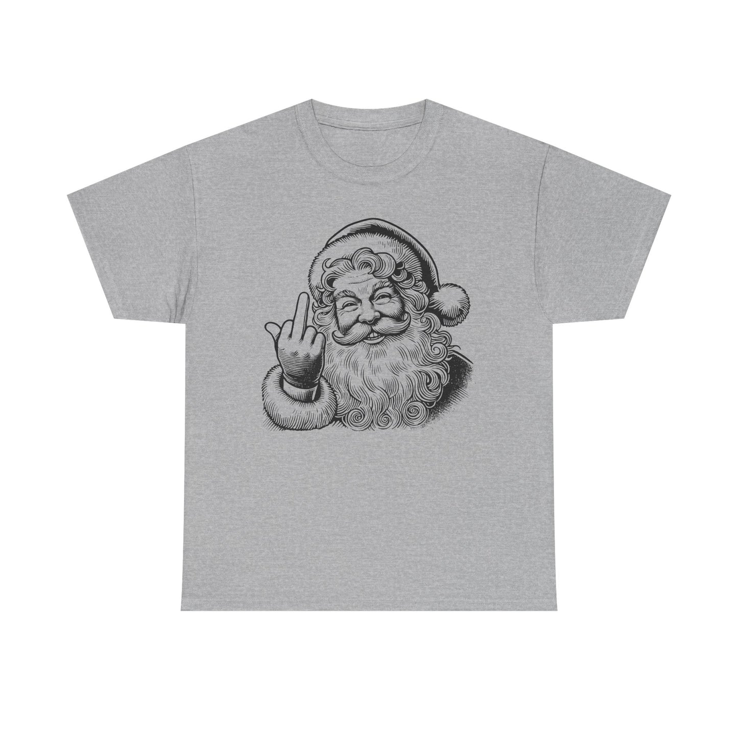Funny Santa Heavy Cotton Tee, Christmas T-Shirt, Holiday Humor Top, Grumpy Santa Gift, Unisex Graphic Tee - Festive Santa Shirt, Christmas
