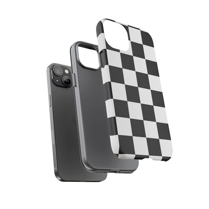 Black and White Checker iPhone Case, Stylish iPhone Cover for Teens, Holiday Gift, Unique Mobile Accessories, Tough Protection