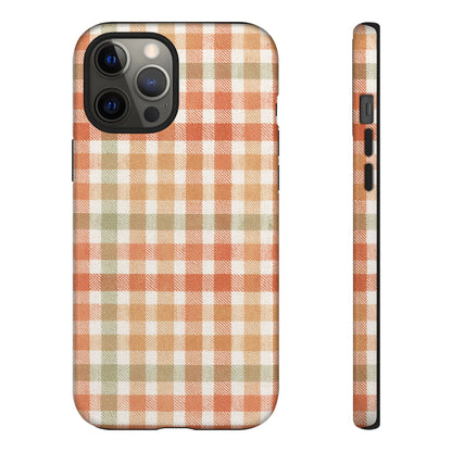 Boho Checkered Phone Case | Neutral Aesthetic Plaid Case | Retro Minimalist Check Design | iPhone Cover | Samsung Cover
