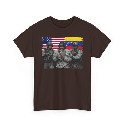 American and Venezuelan Flag Soldiers Tee, Nicolas Maduro Arrest Deportation Photo Tee T-shirt | Political Protest Graphic